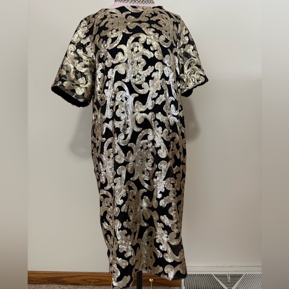 The Limited Black and Gold Sequin Midi Dress